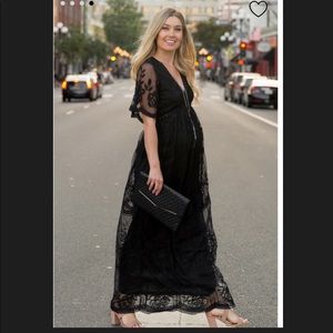 Lace Mesh Overlay Maternity Maxi Dress NWOT